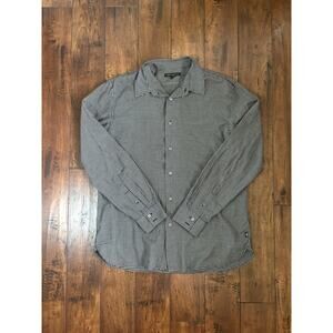 John Varvatos USA Button Up Dress Shirt Mens L Gray Luxury Designer 100% Cotton